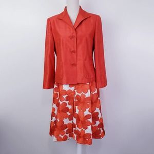 Lafayette 148 Pleated Silk Skirt w/ Linen Blazer 8